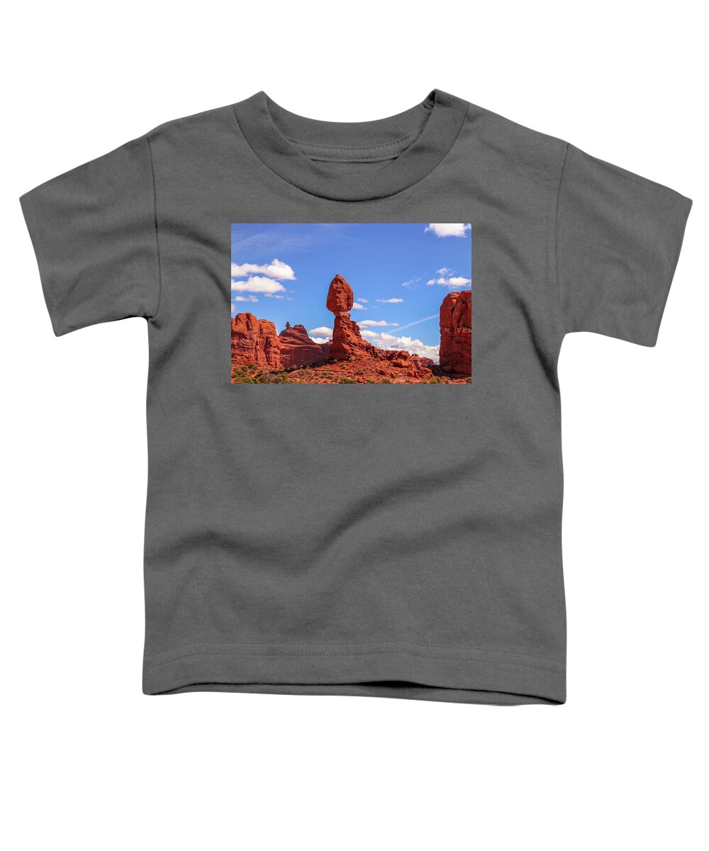 Arches National Park Toddler T-Shirt featuring the photograph Balancing Rock by Alberto Zanoni