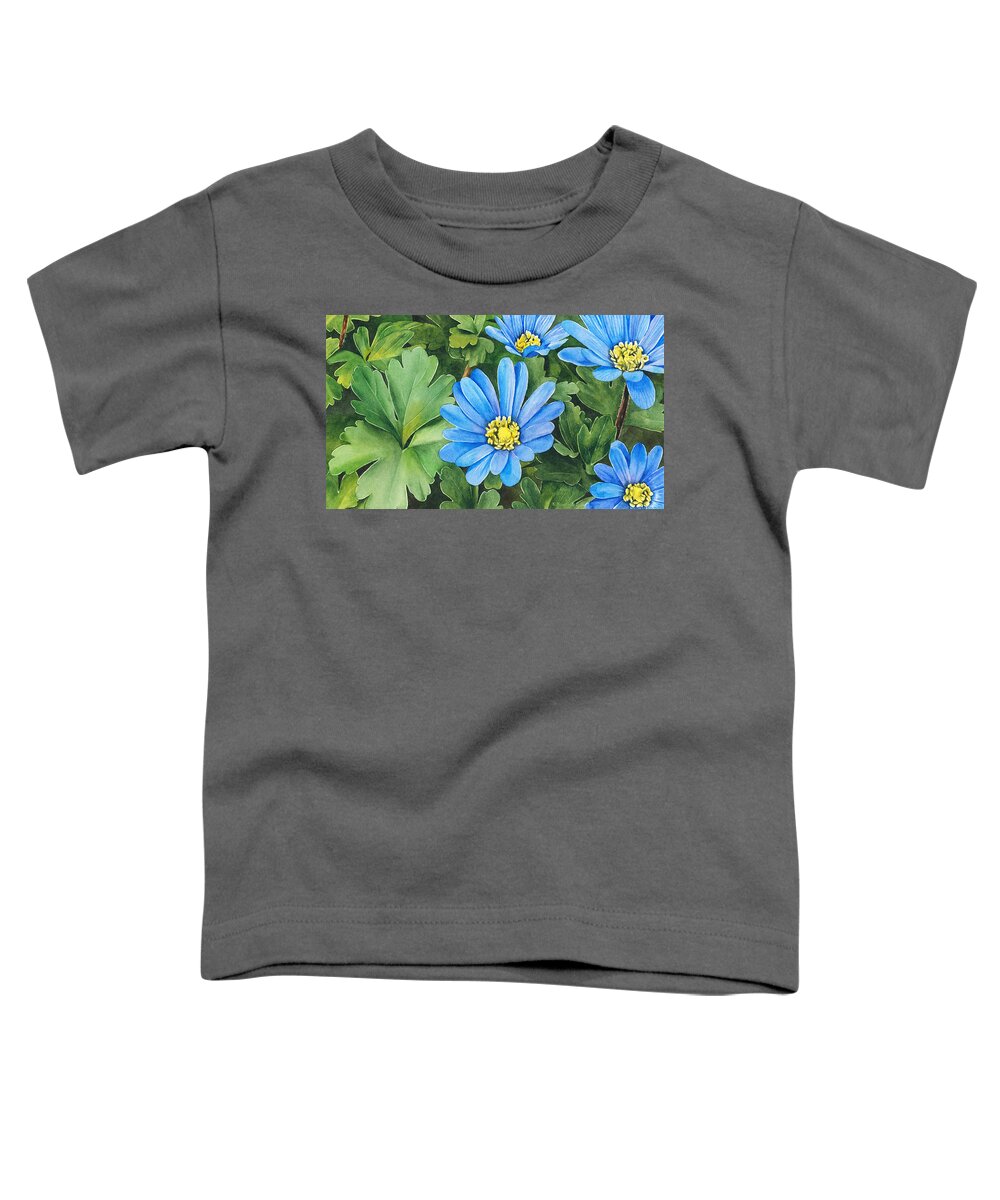Anemone Toddler T-Shirt featuring the painting Balkan Anemone by Espero Art