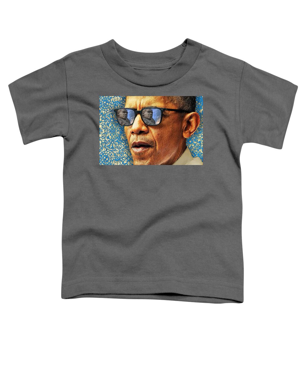 President Toddler T-Shirt featuring the painting Barack Obama Martin Luthor King by Tony Rubino