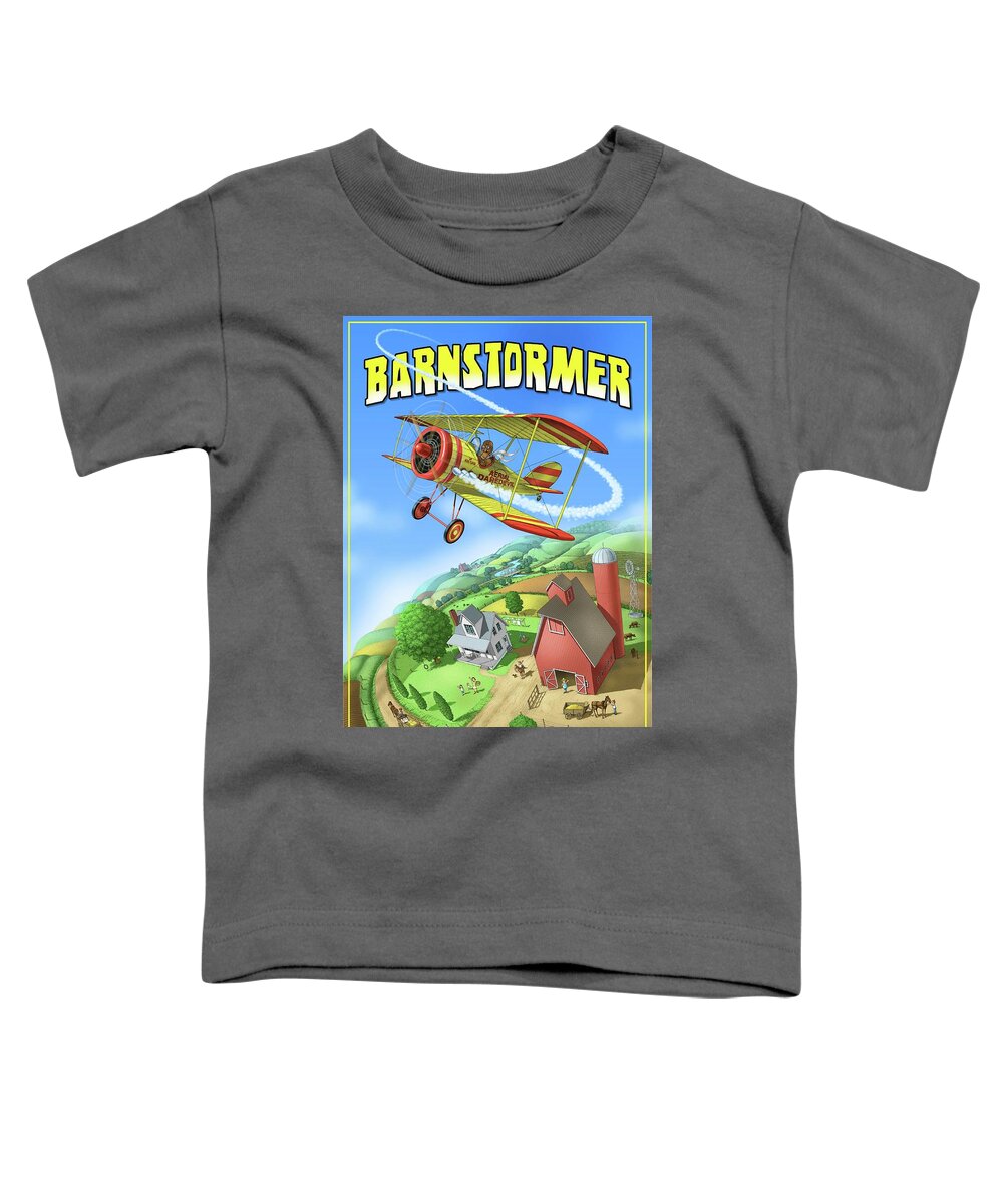 Biplane Toddler T-Shirt featuring the digital art Barnstormer by Scott Ross