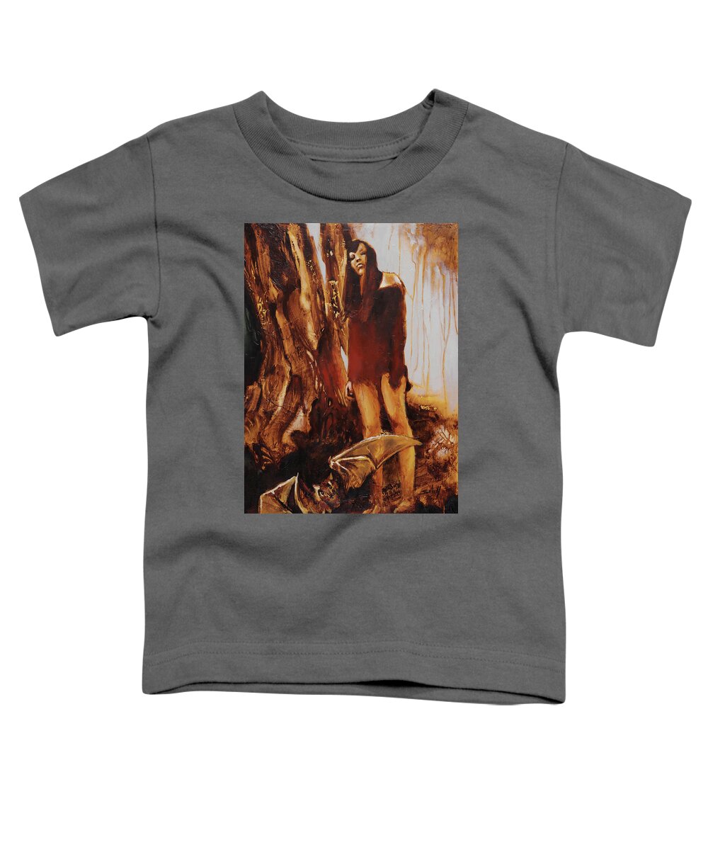 Girl Toddler T-Shirt featuring the painting Baroness Xibalba by Sv Bell