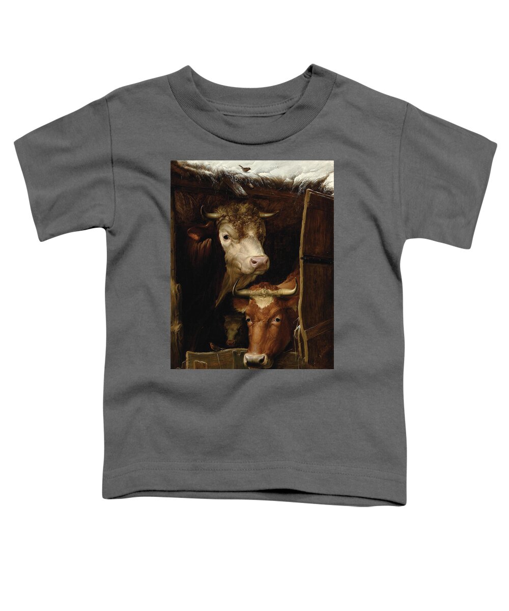 Thomas Sidney Cooper Toddler T-Shirt featuring the painting Be it ever so humble, there's no place like home by Thomas Sidney Cooper