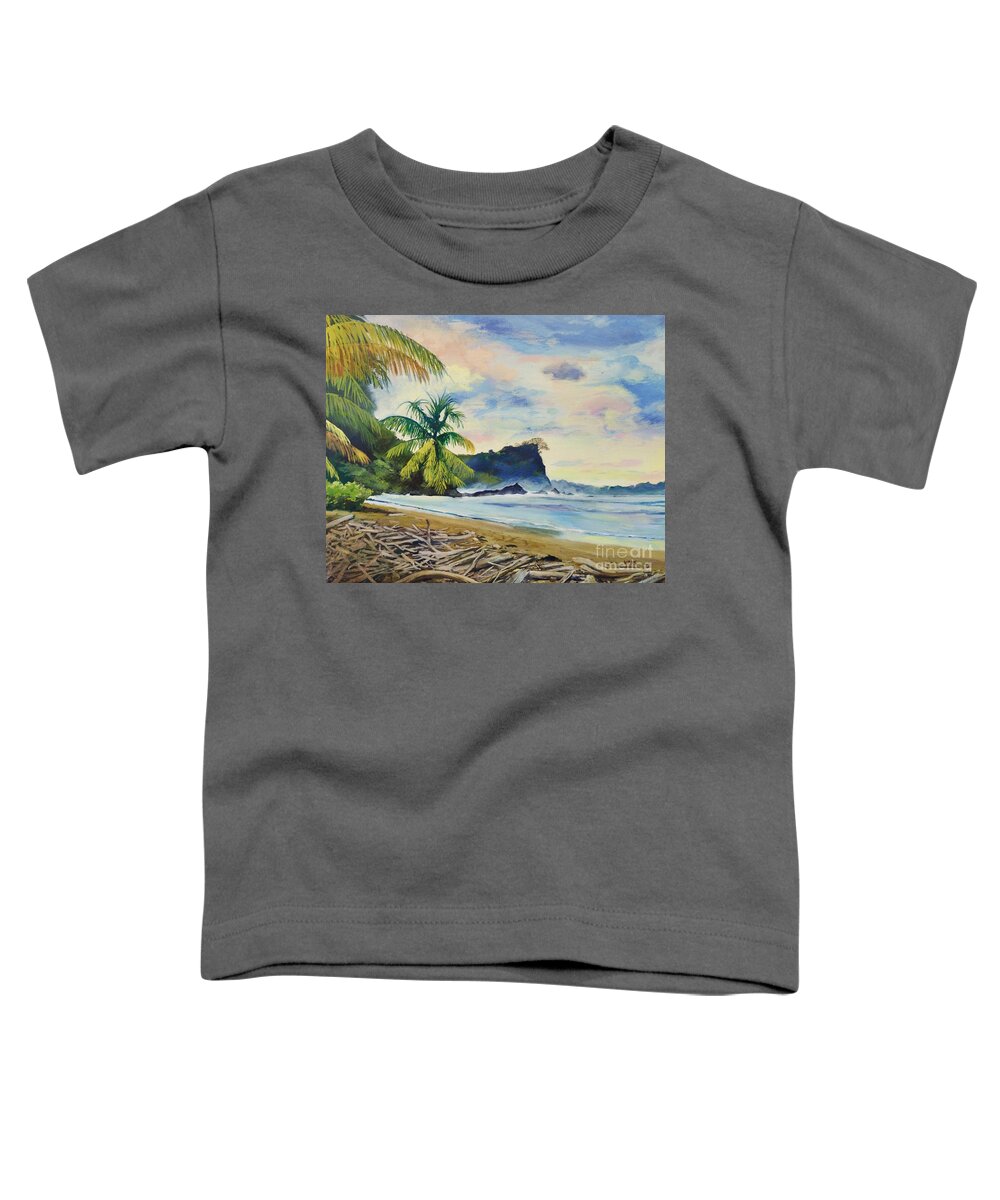 Waltmaes Toddler T-Shirt featuring the painting Beach in Costa Rica by Walt Maes