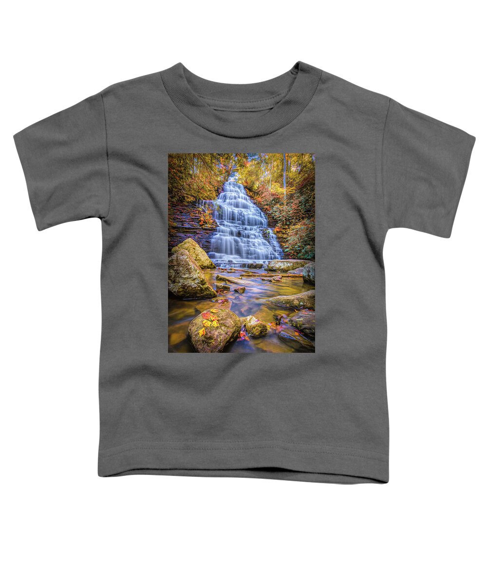 Benton Toddler T-Shirt featuring the photograph Beautiful Benton Autumn Waterfall by Debra and Dave Vanderlaan