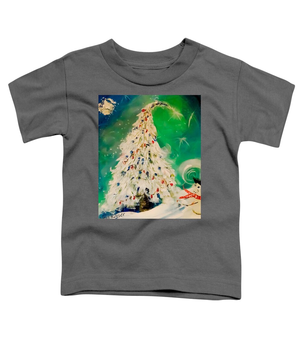 Christmas-tree Toddler T-Shirt featuring the digital art Beautiful Green December by Lisa Kaiser