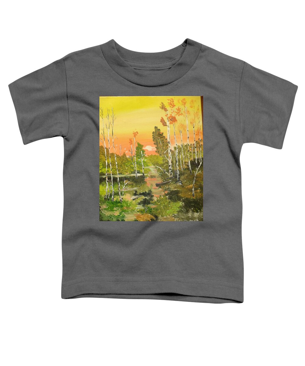 Landscape Toddler T-Shirt featuring the painting Beautiful Sunset Painting by Donald Northup