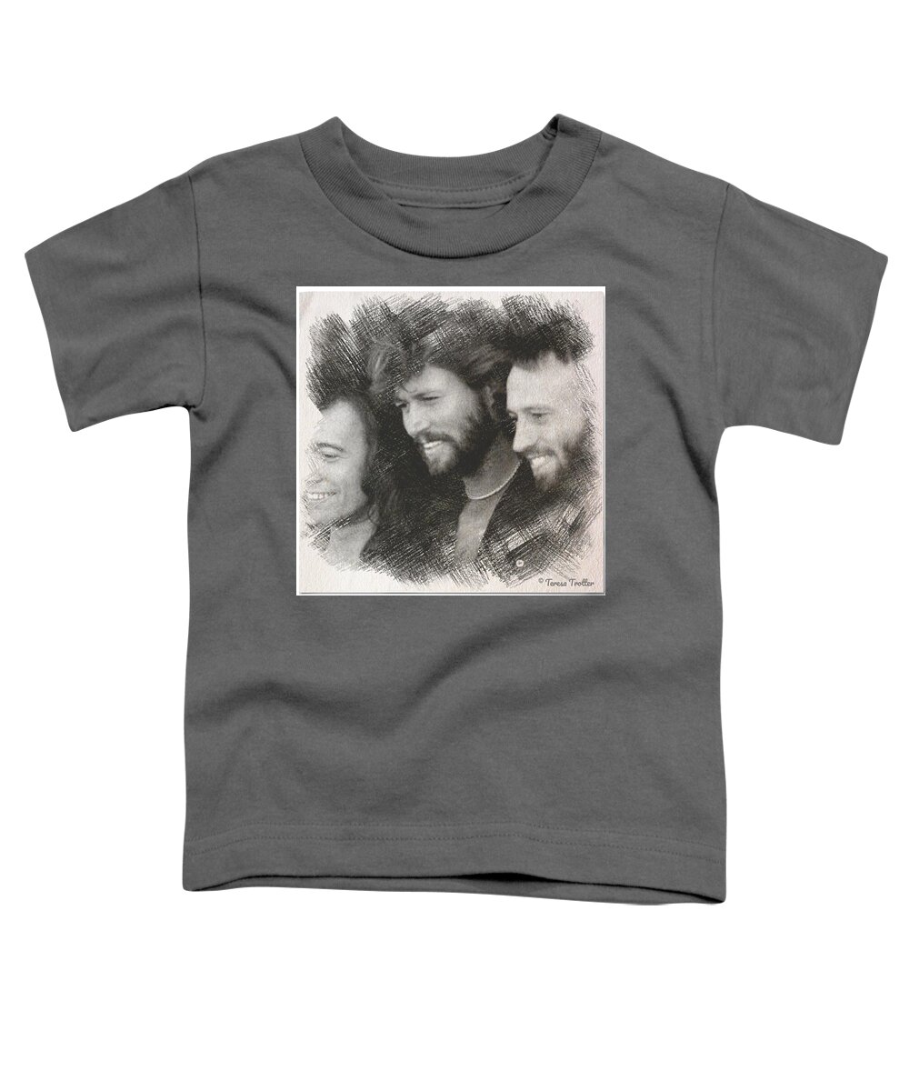 Bee Gees Toddler T-Shirt featuring the drawing Bee Gees Sketch by Teresa Trotter