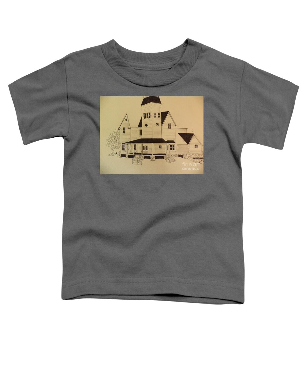  Toddler T-Shirt featuring the drawing Beetlejuice House Ink Drawing by Donald Northup