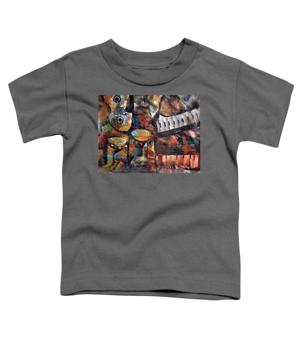 African Art Toddler T-Shirt featuring the painting Between The Keys by Peter Sibeko 1940-2013