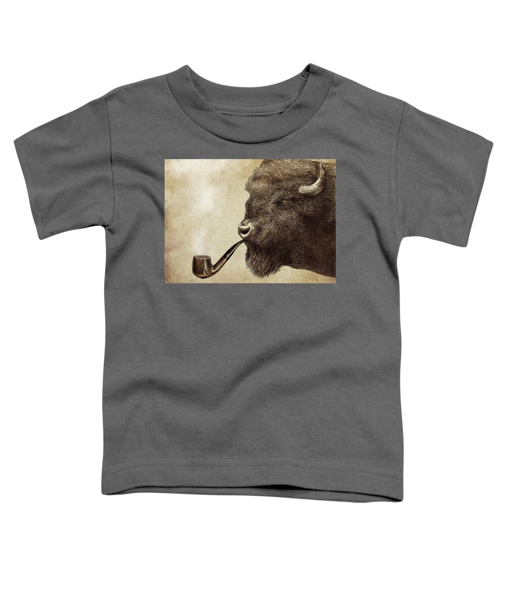 Buffalo Toddler T-Shirt featuring the drawing Big Smoke by Eric Fan