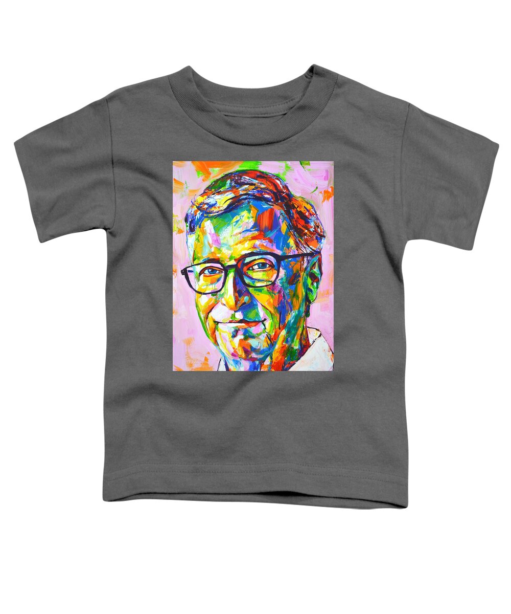 William Henry Gates Iii Toddler T-Shirt featuring the painting 	Bill Gates by Iryna Kastsova