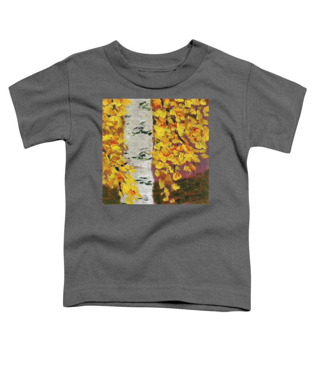 Birch Toddler T-Shirt featuring the painting Birch #1 by Milly Tseng