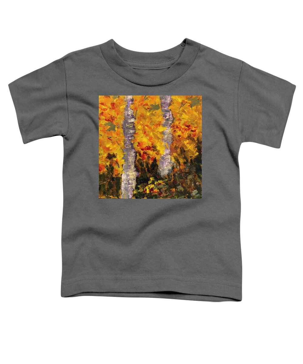 Birch Toddler T-Shirt featuring the painting Birch #2 by Milly Tseng
