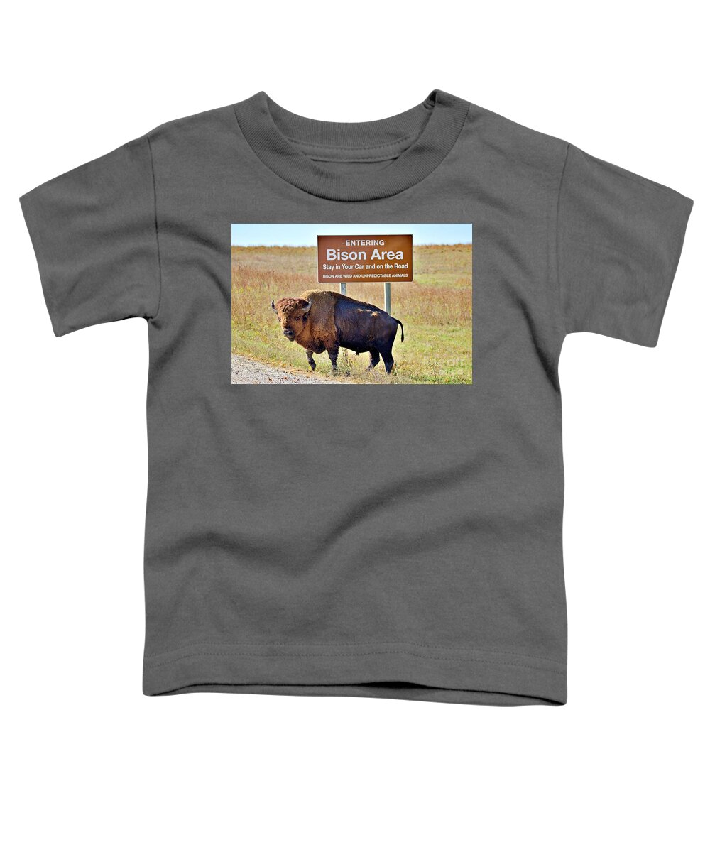 Bison Toddler T-Shirt featuring the photograph Bison, in Iowa by Yvonne M Smith
