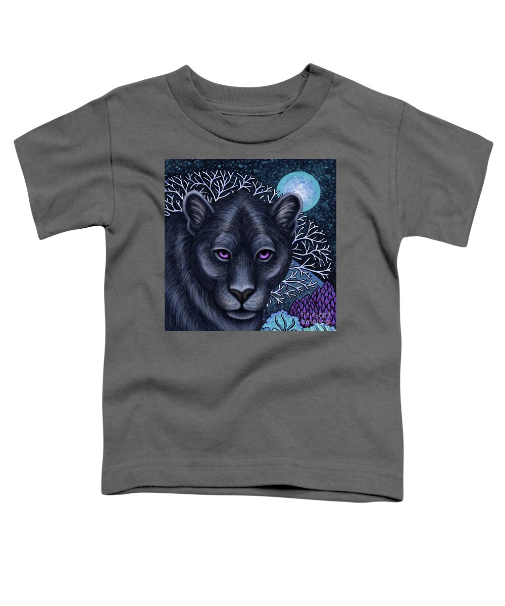Black Panther Toddler T-Shirt featuring the painting Black Panther Moon by Amy E Fraser