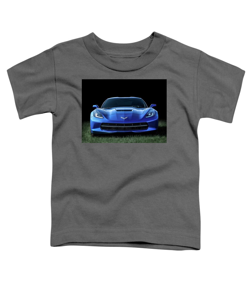 Corvette Toddler T-Shirt featuring the digital art Blue 2013 Corvette by Douglas Pittman