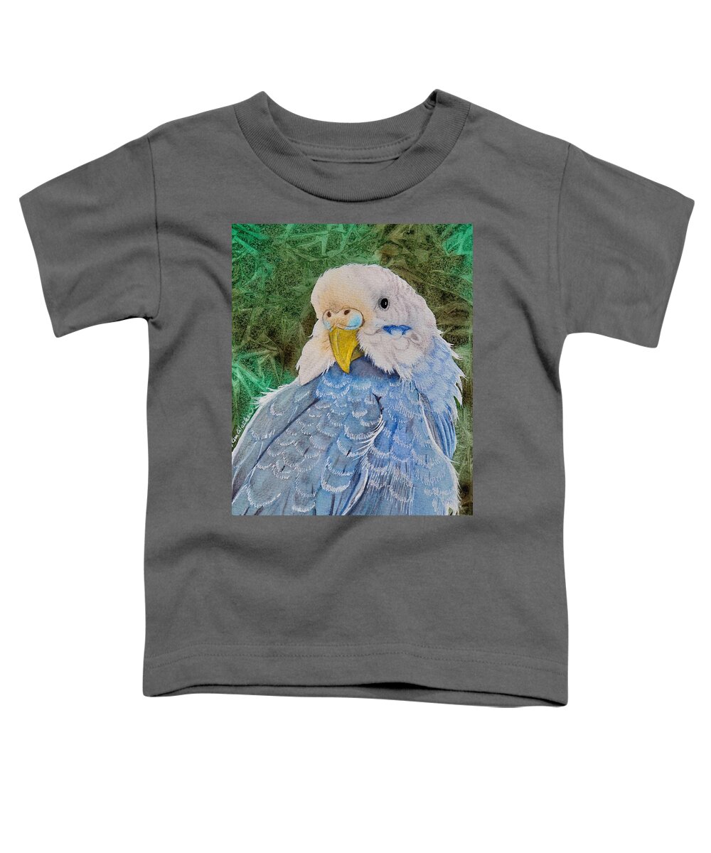 Green Toddler T-Shirt featuring the painting Blue Boy Watercolor by Kimberly Walker