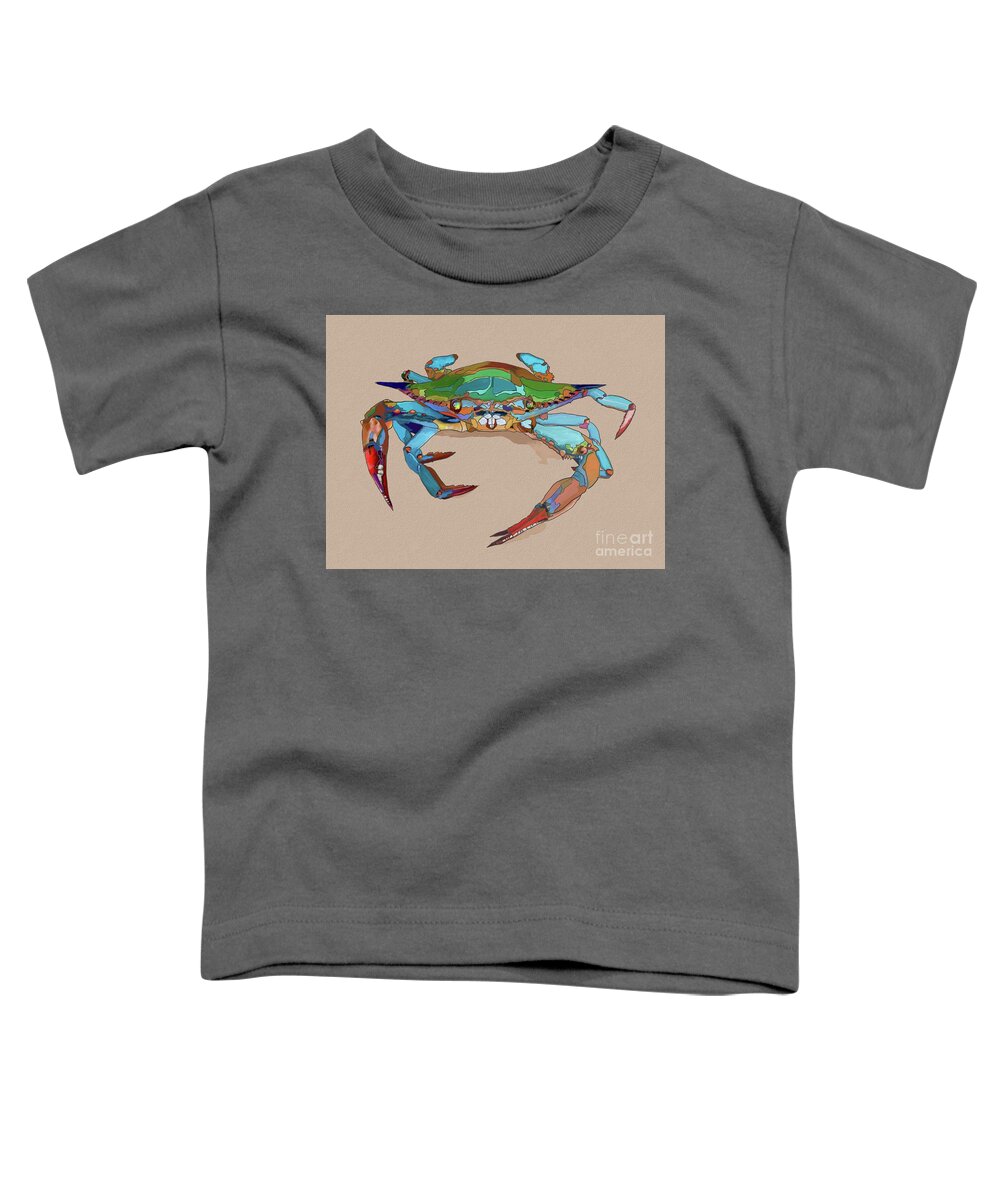 Blue Toddler T-Shirt featuring the painting Blue Crab by Kathy Strauss