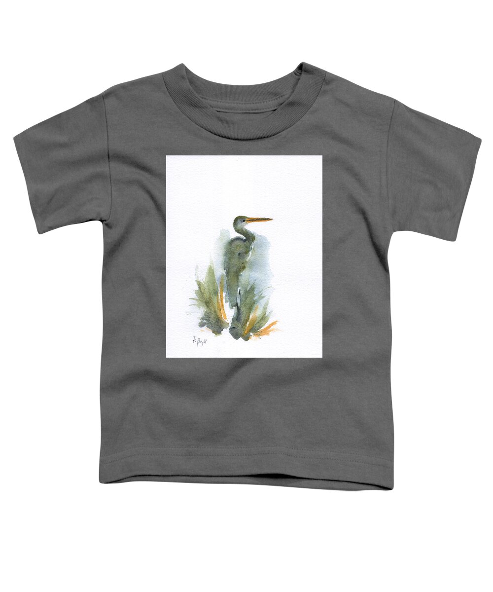 Blue Heron Profile Toddler T-Shirt featuring the painting Blue Heron Profile by Frank Bright