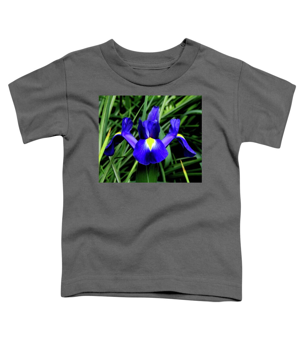Flowers Toddler T-Shirt featuring the photograph Blue Iris by Linda Stern