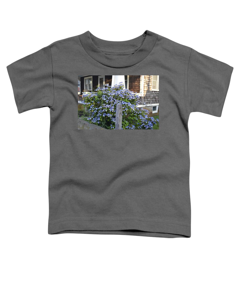 Provincetown Toddler T-Shirt featuring the photograph Blue Lace Cap Hydrangea by Ellen Koplow