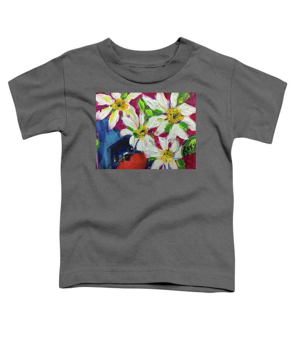 Bluebird Toddler T-Shirt featuring the painting Bluebird in Daisies by Roxy Rich