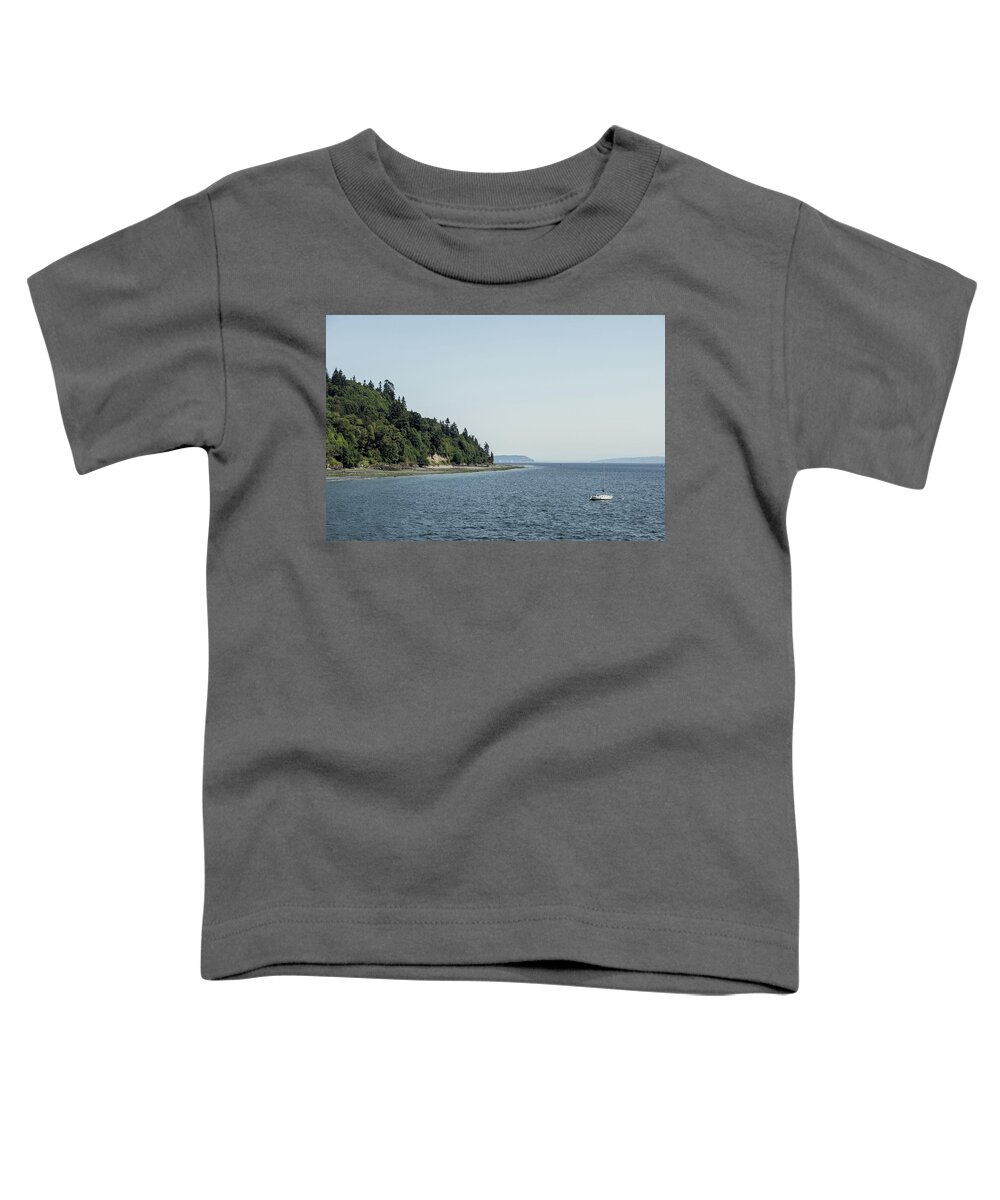 Washington Toddler T-Shirt featuring the photograph Boat In The Pudget Sound by Alberto Zanoni