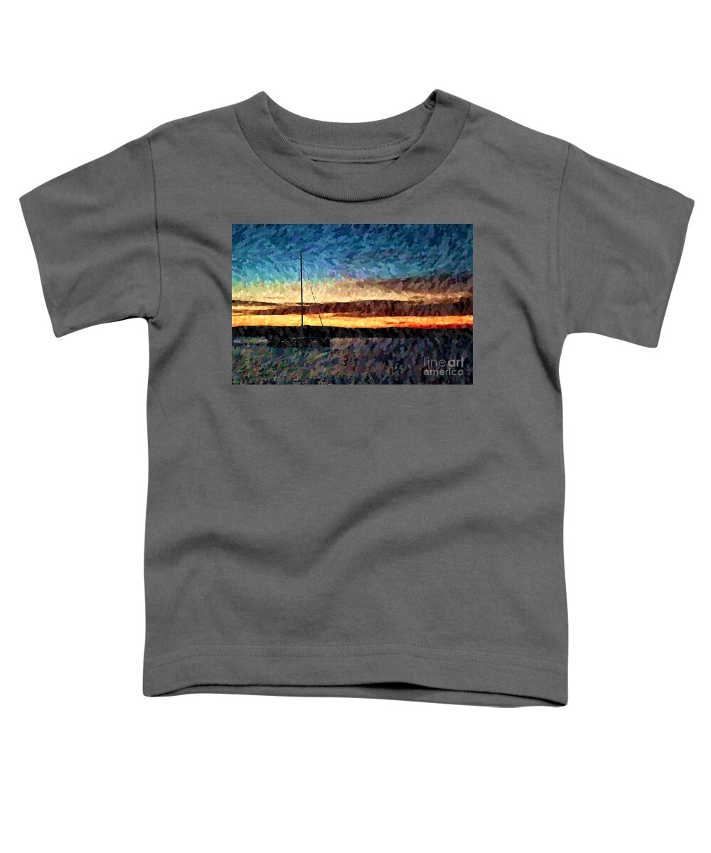Boat Toddler T-Shirt featuring the photograph Boat Sailing at Sunset by Katherine Erickson