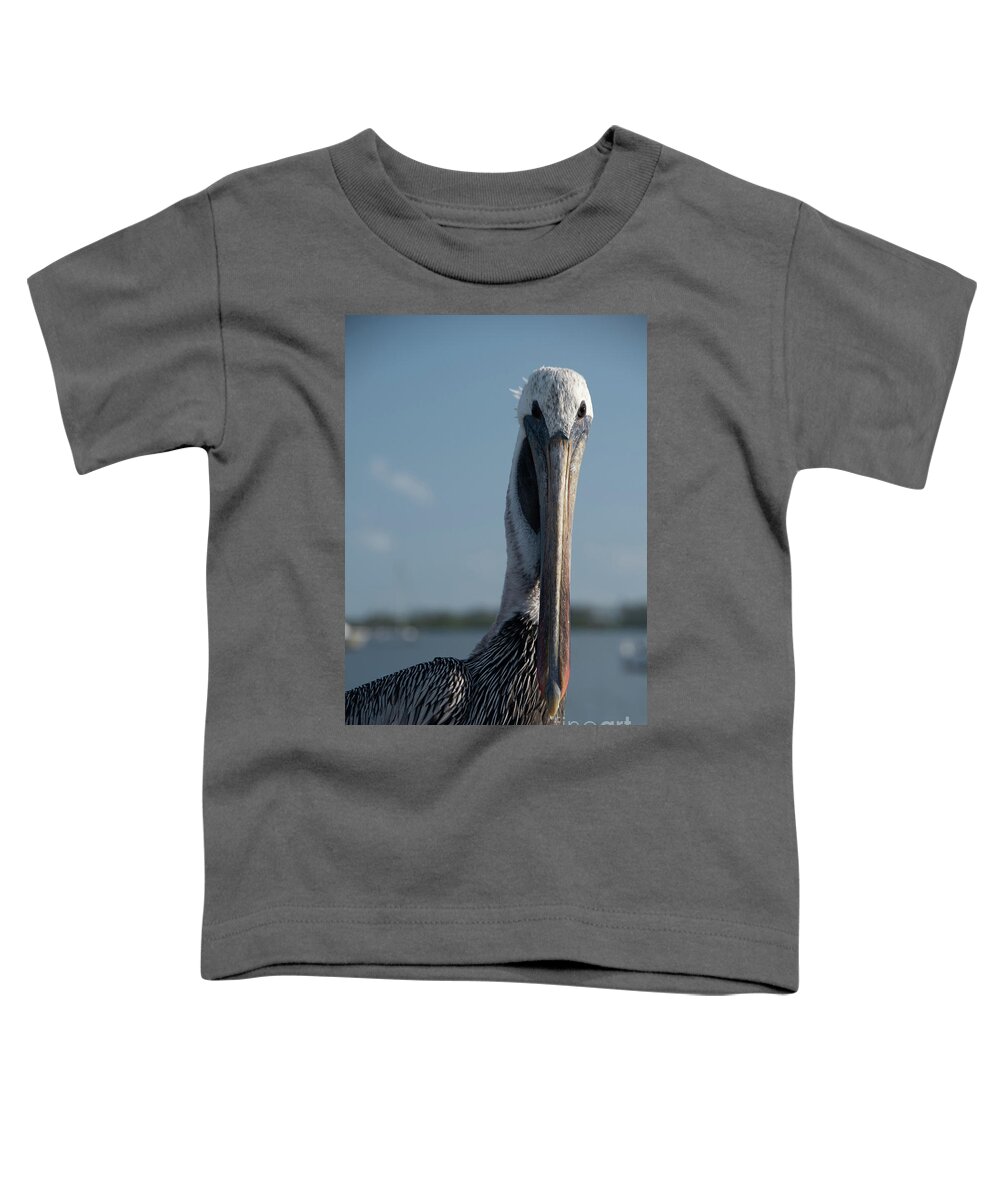 Portrait Toddler T-Shirt featuring the digital art Bob The Pelican Color Animal / Coastal Bird Wildlife Photograph by PIPA Fine Art - Simply Solid