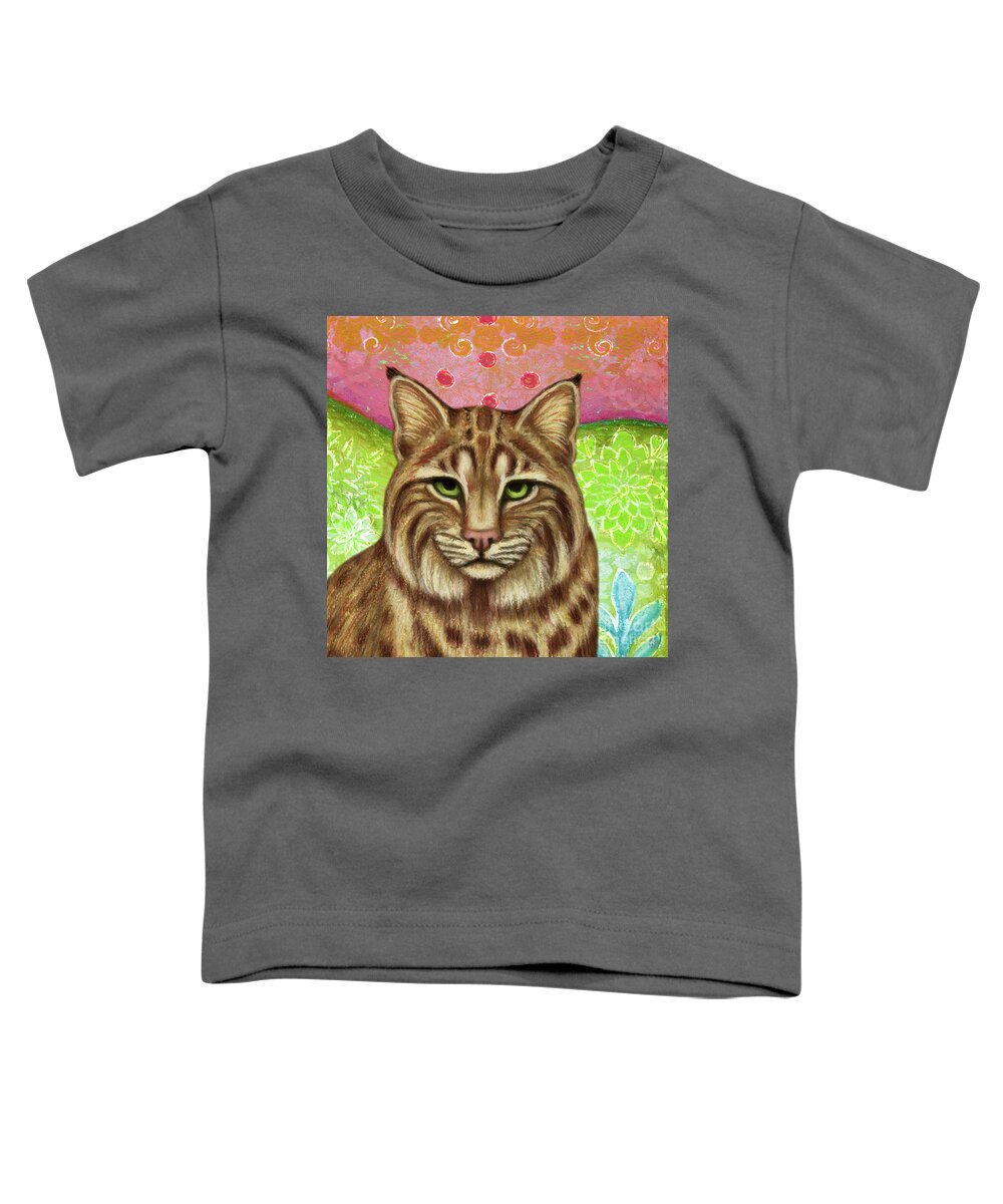 Bobcat Toddler T-Shirt featuring the painting Bold Bobcat Abstract by Amy E Fraser