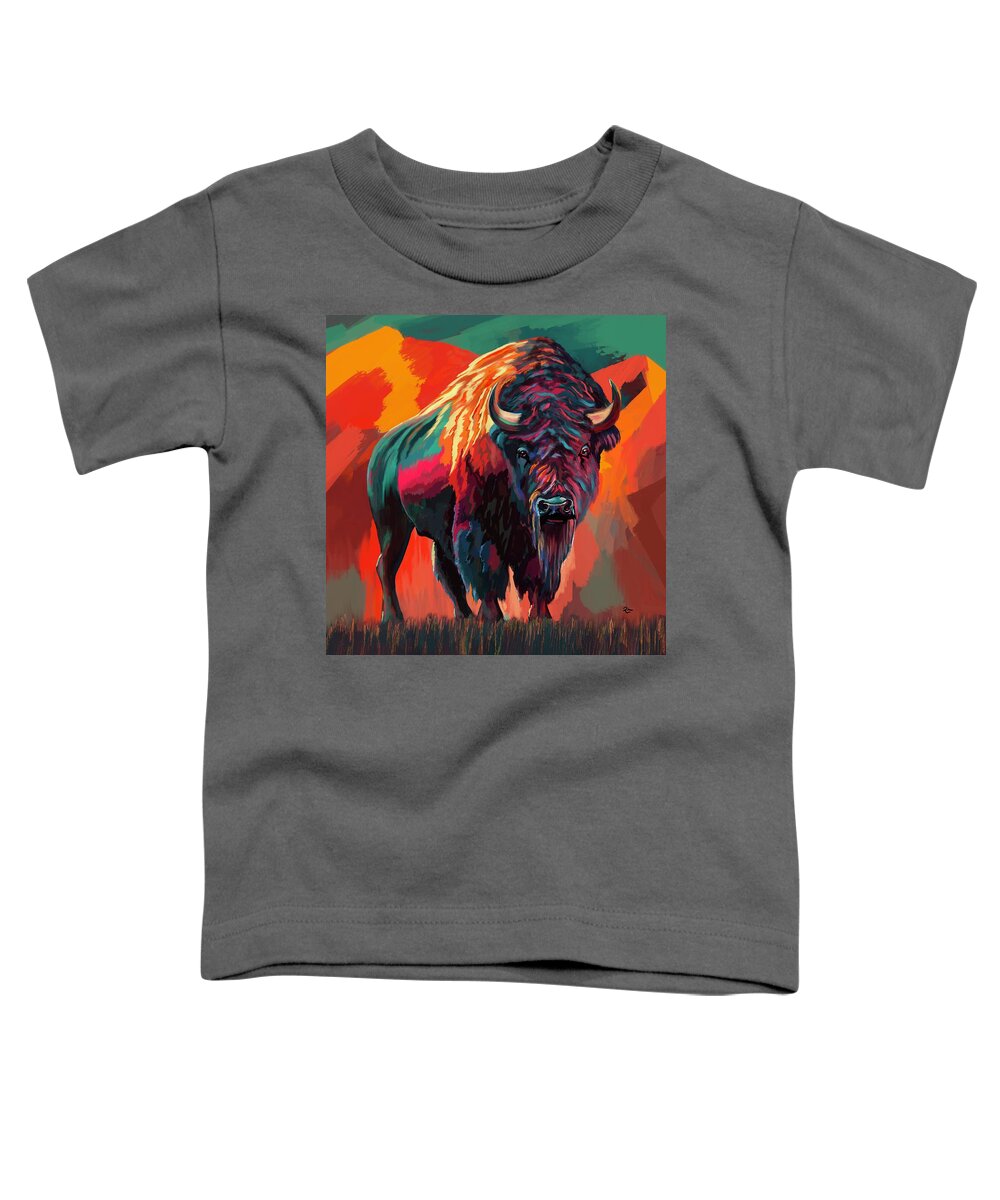 Buffalo Toddler T-Shirt featuring the digital art Bold Buffalo by Mark Ross