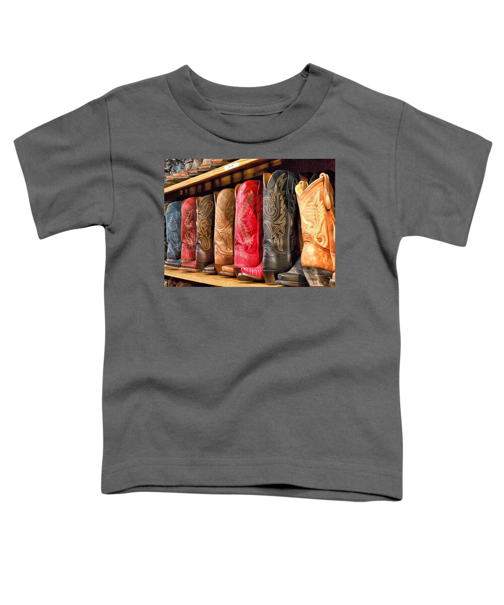 Cowboy Boots Toddler T-Shirt featuring the photograph Boots by Jim Signorelli
