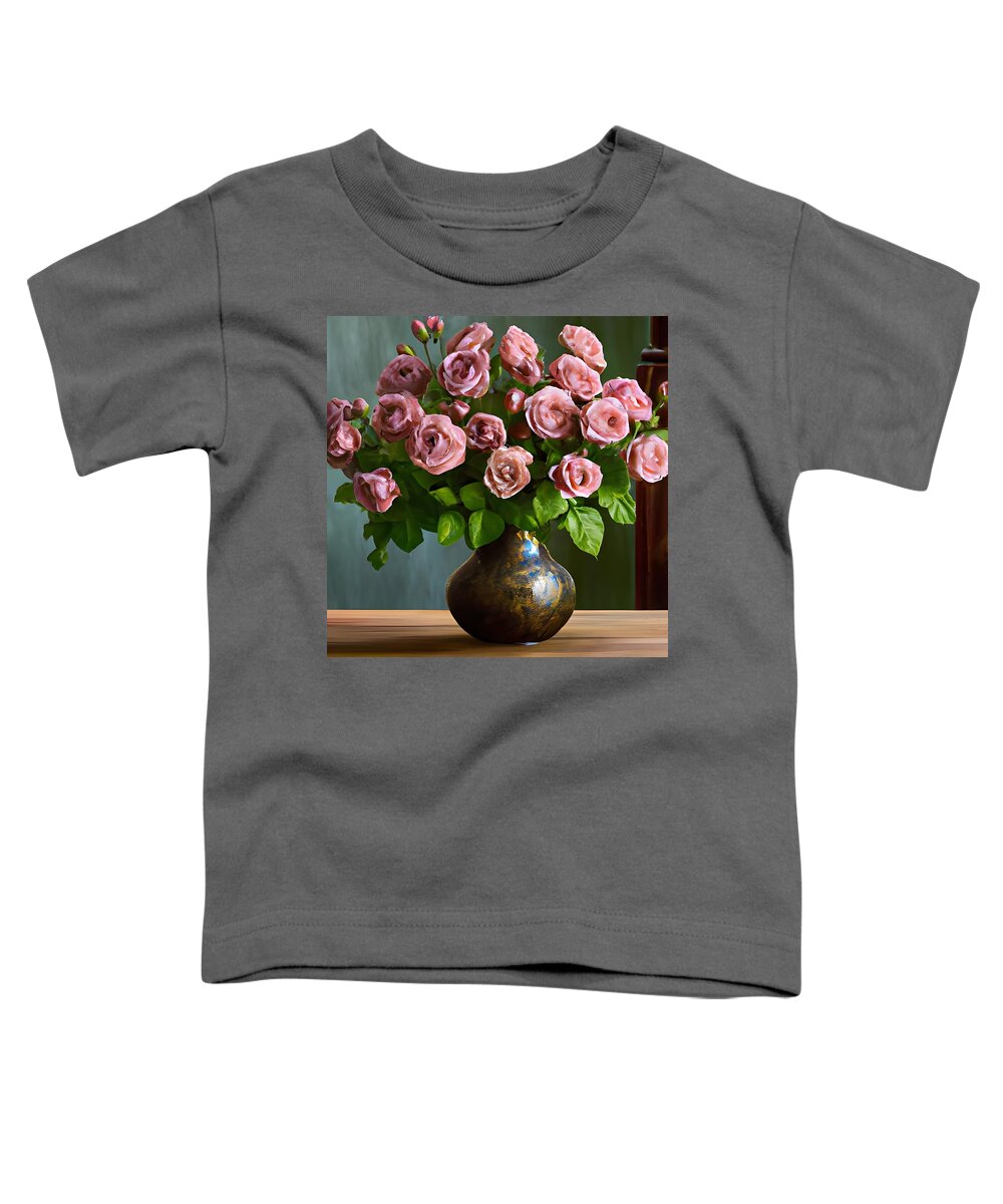 Roses Toddler T-Shirt featuring the digital art Bouquet of Pink Roses by Katrina Gunn