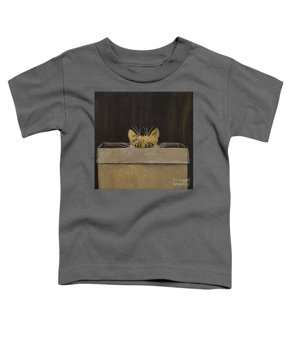 Kitty Toddler T-Shirt featuring the painting Box Kitty by Jimmy Chuck Smith