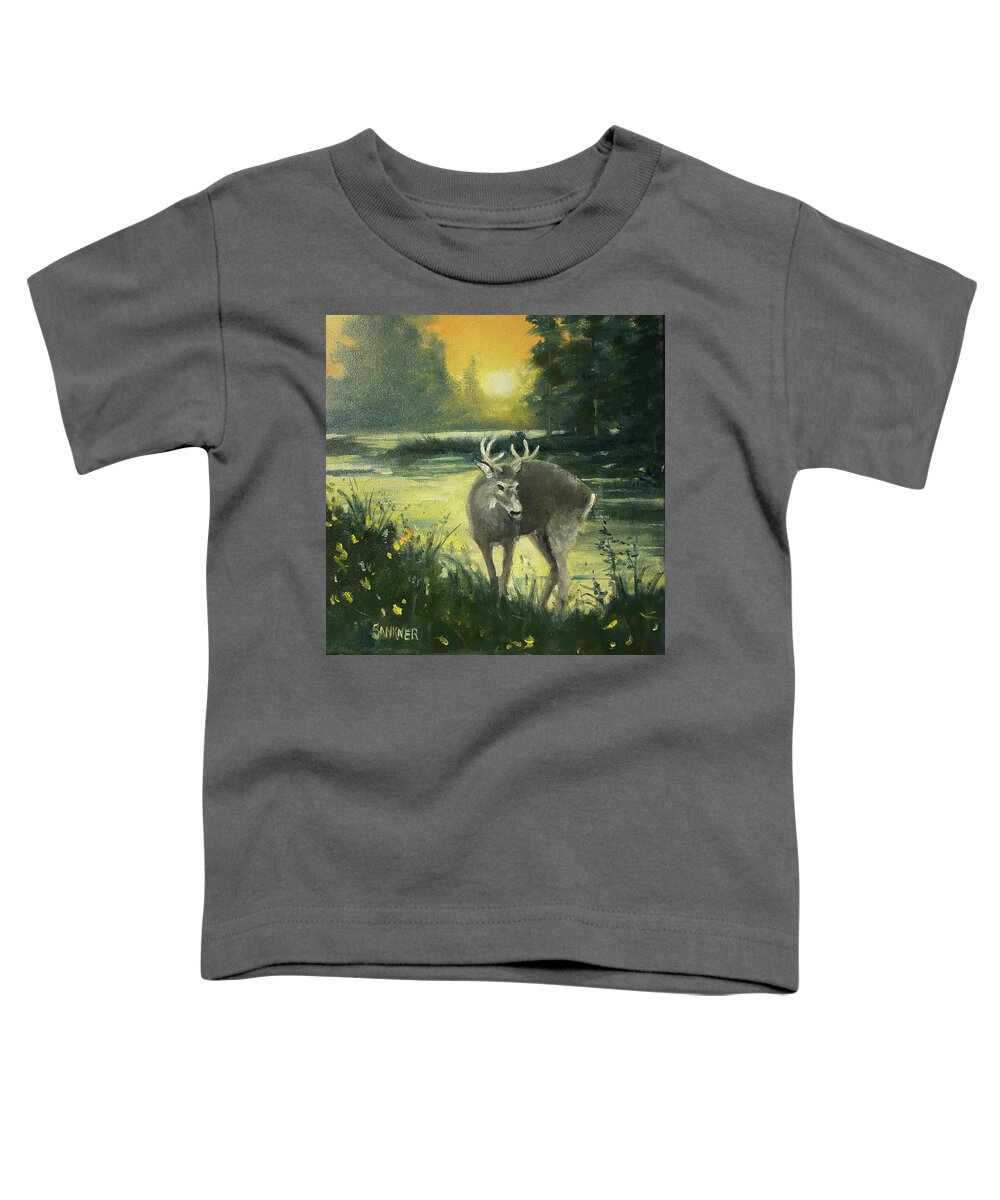 Deer Toddler T-Shirt featuring the painting Breakfast by Robert Sankner