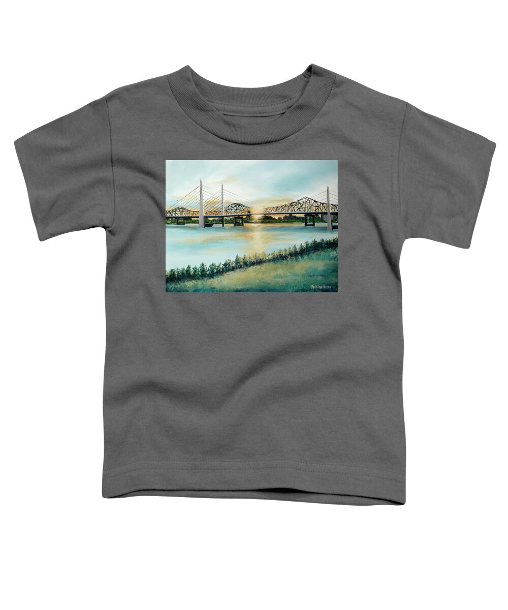 Water Toddler T-Shirt featuring the painting Louisville Bridge by Katrina Nixon