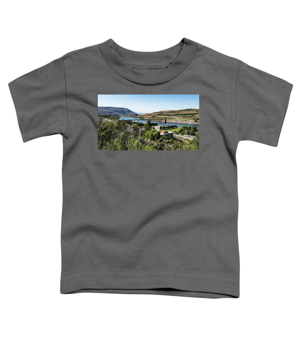 Bridgeport Bridge And Corps Of Engineers Office Toddler T-Shirt featuring the photograph Bridgeport Bridge and Corps of Engineers Office by Tom Cochran