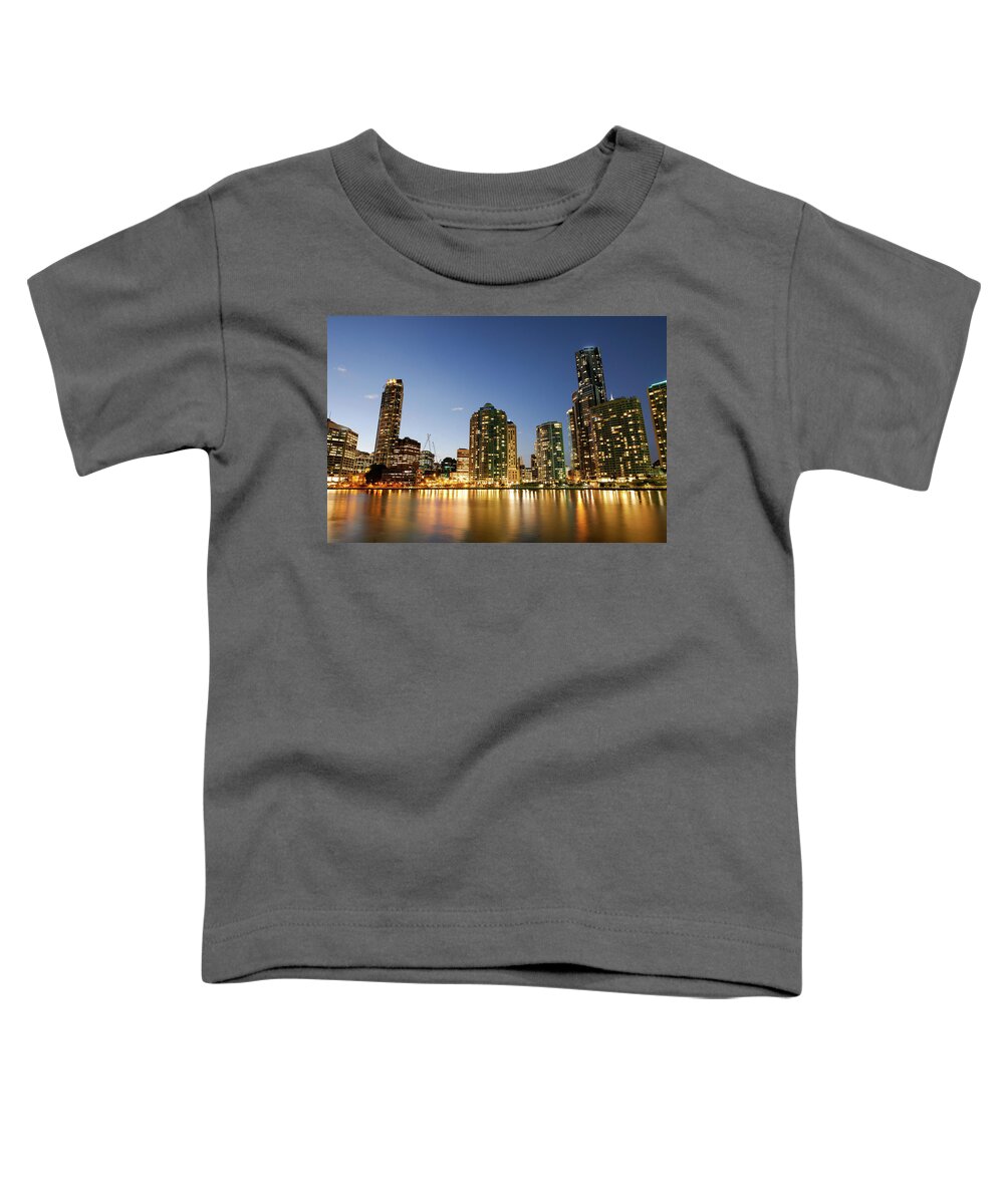 Lit Up Toddler T-Shirt featuring the photograph Brisbane River by Michael Pole