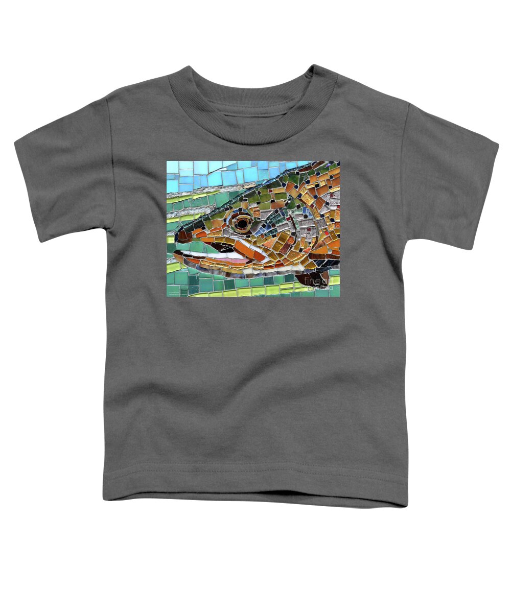 Cynthie Fisher Toddler T-Shirt featuring the painting Brown Trout Glass Mosaic by Cynthie Fisher