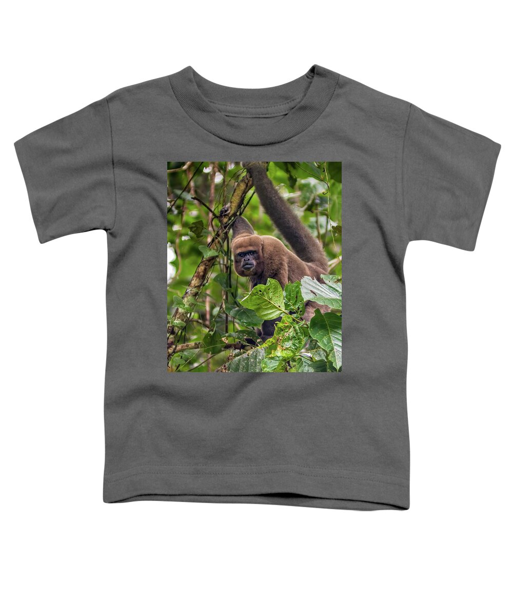 Amazon Toddler T-Shirt featuring the photograph Brown woolly monkey - Humboldt's woolly monkey - Chorongo by Henri Leduc