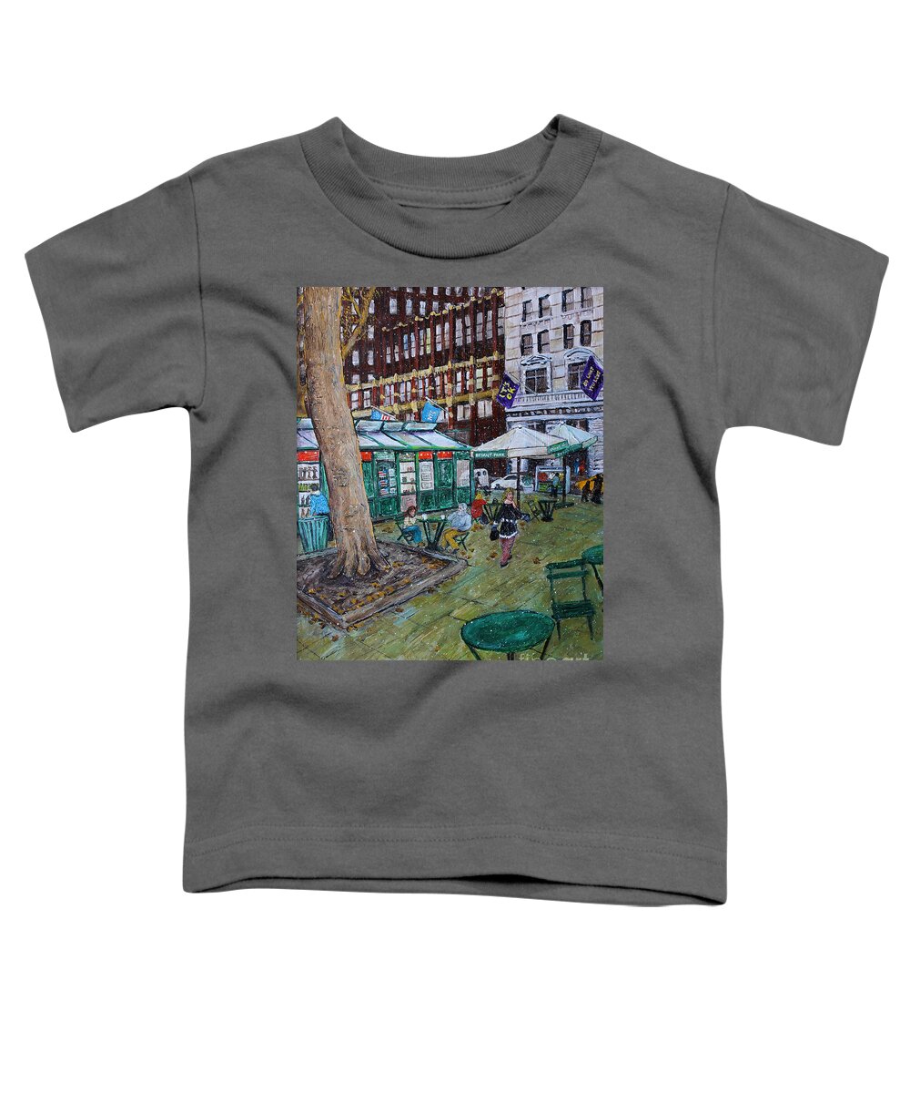 Bryant Park Toddler T-Shirt featuring the painting Bryant Park by Richard Wandell