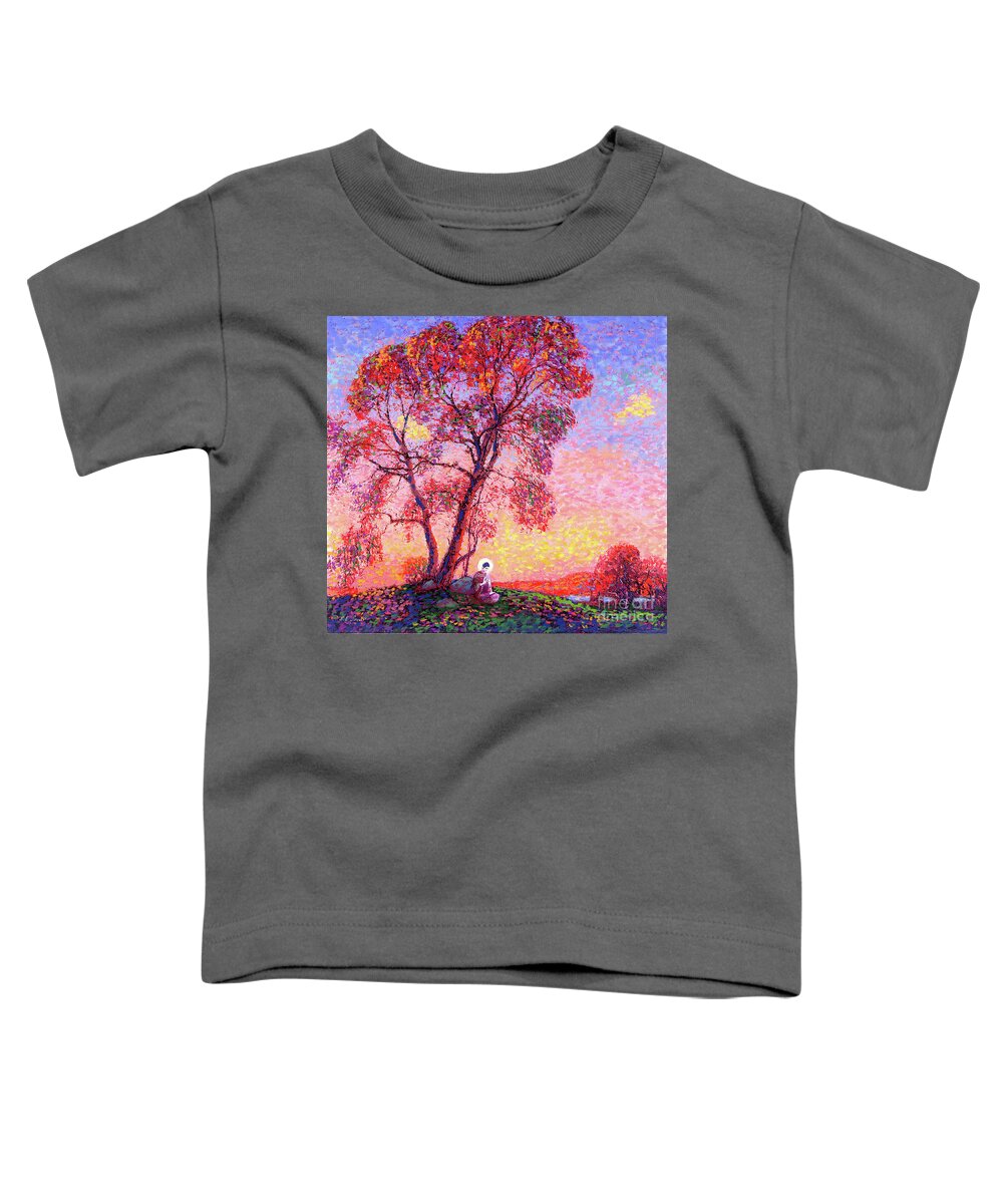 Meditation Toddler T-Shirt featuring the painting Buddha Blessing by Jane Small