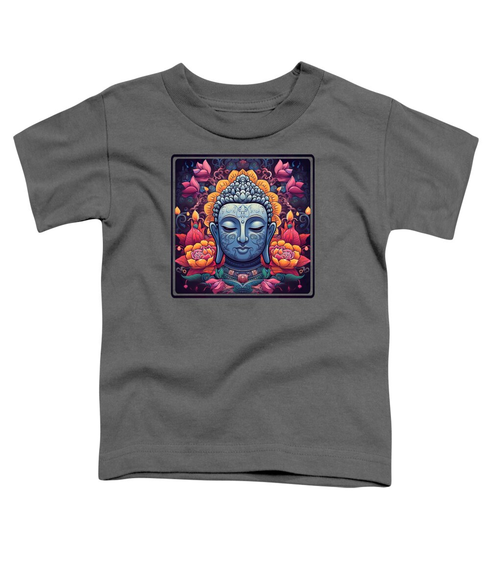 Buddha Toddler T-Shirt featuring the digital art Buddha Face Mandala by Mark Ashkenazi