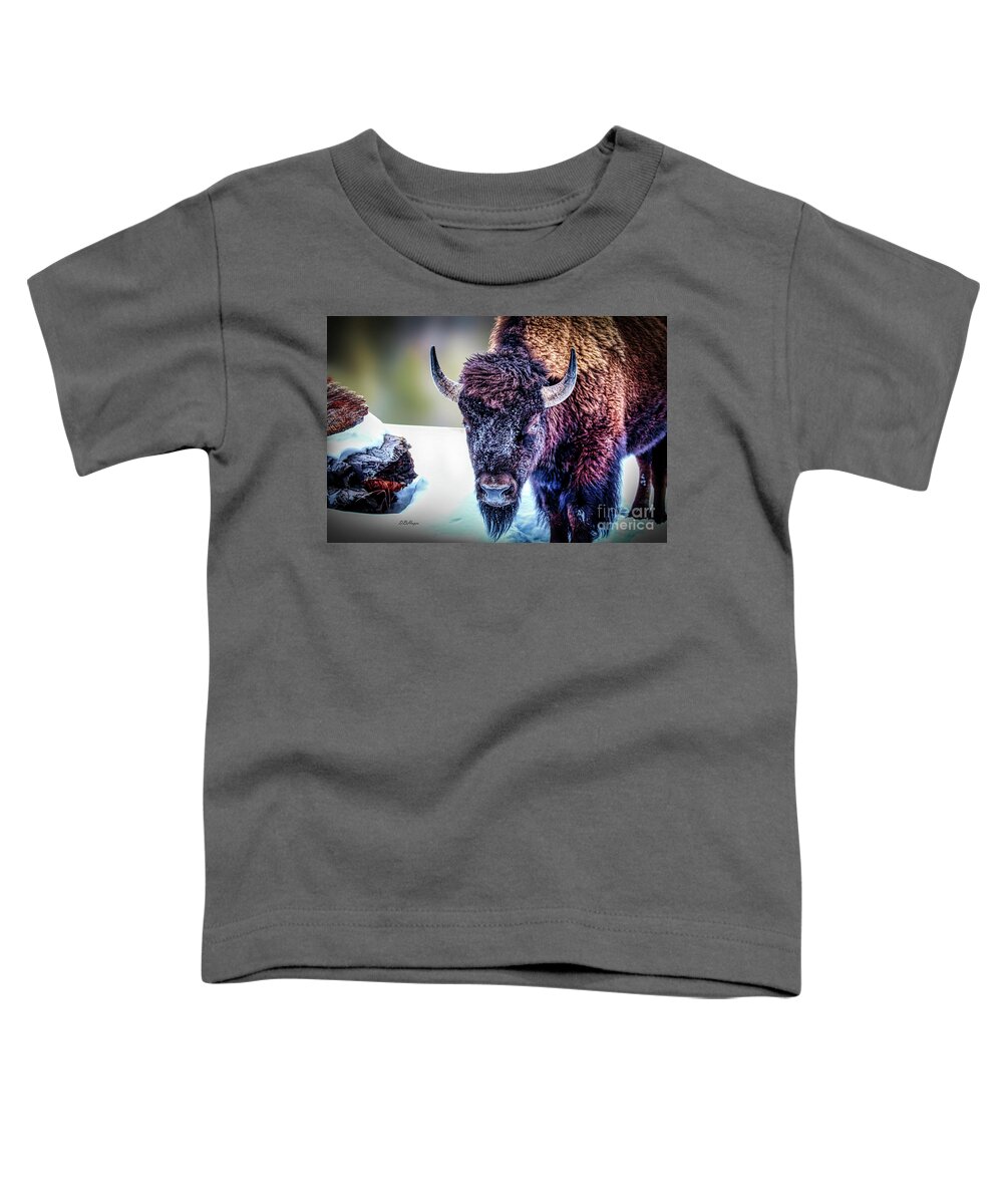 Buffalos Toddler T-Shirt featuring the photograph Buffalo Stare Down by DB Hayes