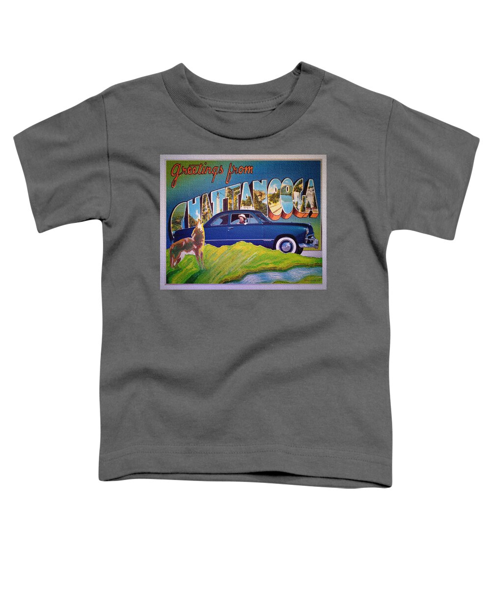 Dixie Road Trips Toddler T-Shirt featuring the digital art Dixie Road Trips / Chattanooga by David Squibb