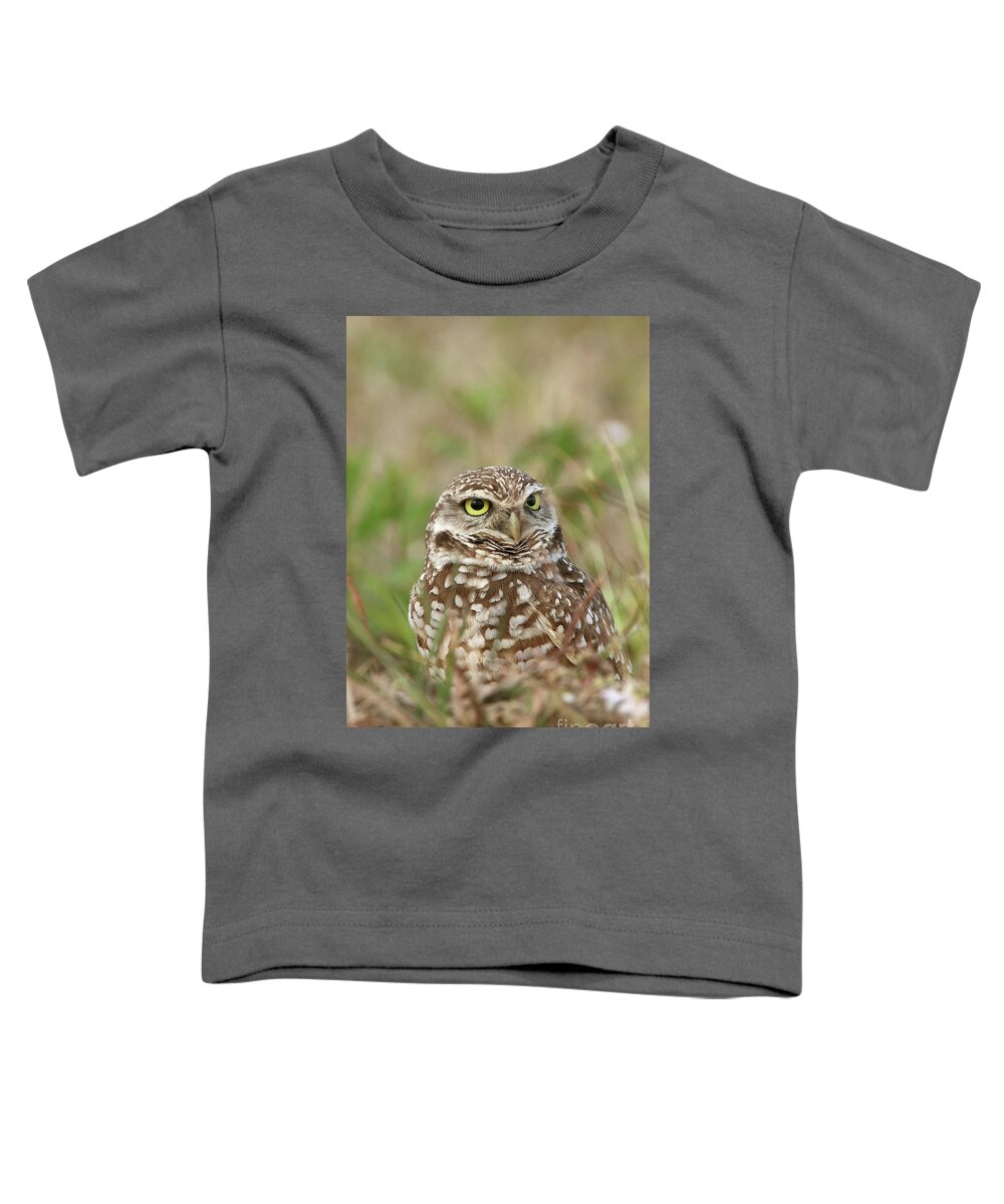 Bird Toddler T-Shirt featuring the photograph Burrowing Owl by Karen Lindquist