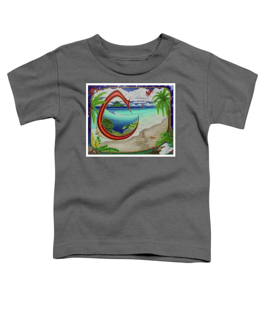Kim Mcclinton Toddler T-Shirt featuring the drawing C is for Coral by Kim McClinton