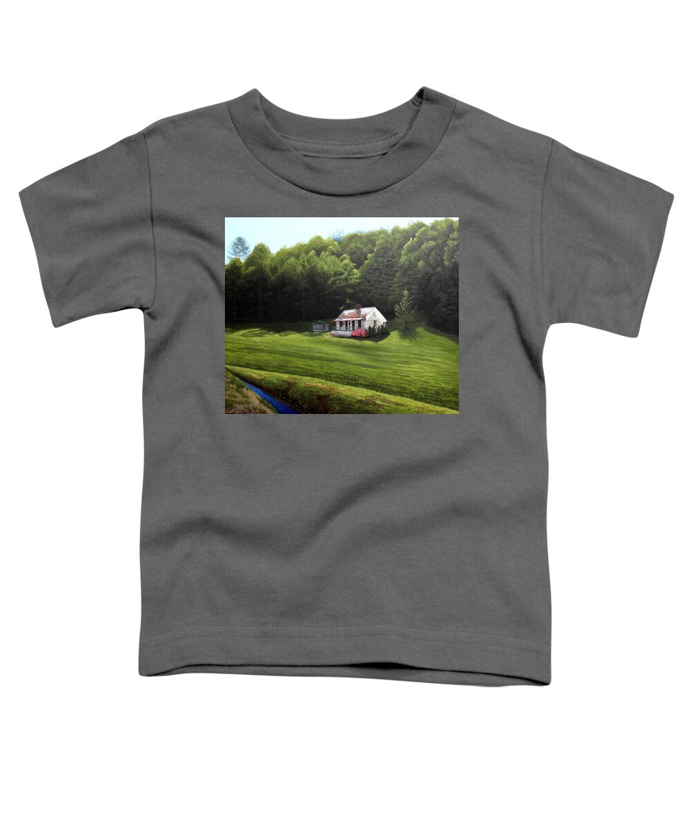 Cabin Toddler T-Shirt featuring the painting Cabin on Cartertwn by Adrienne Dye