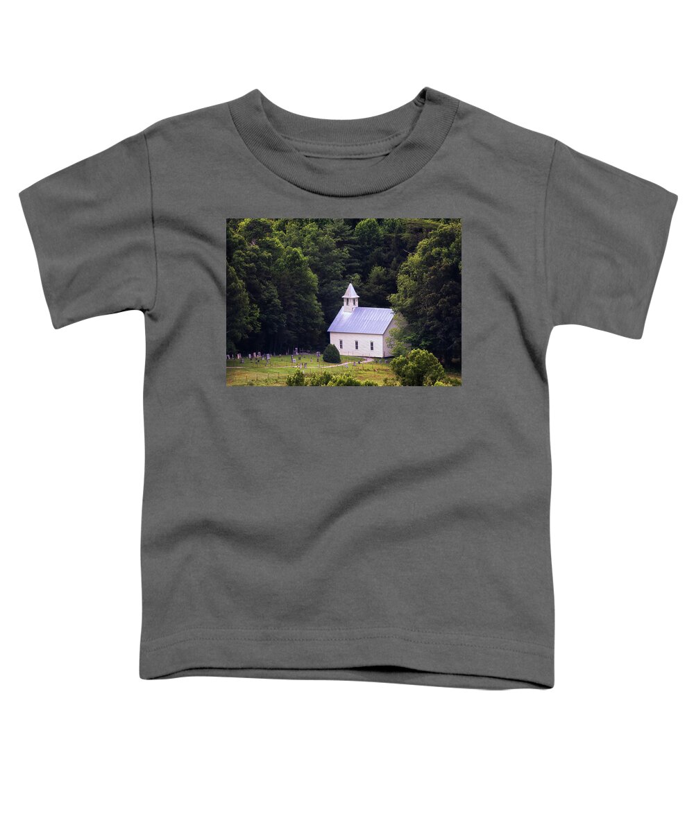 Church Toddler T-Shirt featuring the photograph Cades Cove Methodist Church - Smoky Mountains by Susan Rissi Tregoning