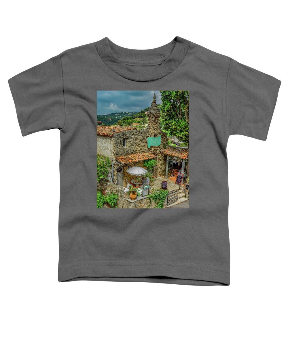 France Toddler T-Shirt featuring the photograph Cafe Les Baux-de-Provence by Marcy Wielfaert